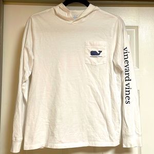Vineyard Vines White Hooded Whale Long Sleeve Shirt